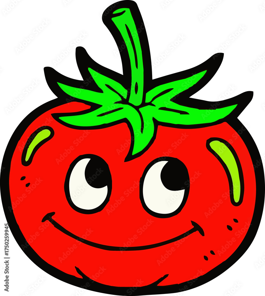 Fototapeta premium Cartoon Illustration of a Tomato with a Face