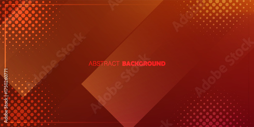 Red diagonal geometric shape with halftone. Futuristic Technology Concept