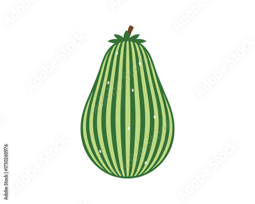 Wallpaper Mural Striped Green Gourd Vegetable Isolated on White Background Torontodigital.ca