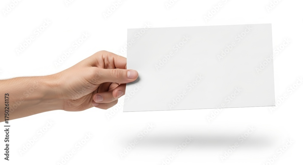 Obraz premium Hand Holding Blank White Card Isolated on White Background.