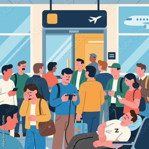 Passengers Waiting at an Airport Gate