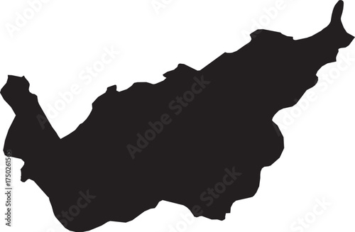 Valais Canton Map of Switzerland Black Silhouette