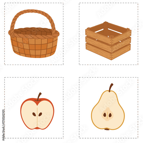Wooden crate and wicker basket cozy rustic farmhouse market flat lay