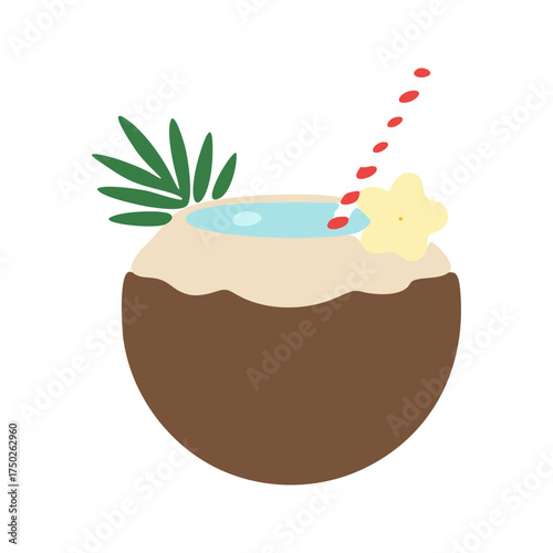 vector illustration of a beach coconut water