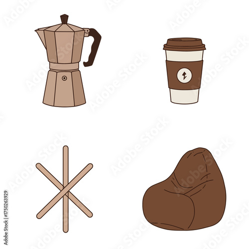 Coffee brewing set with grinder and moka pot for cozy winter morning routine