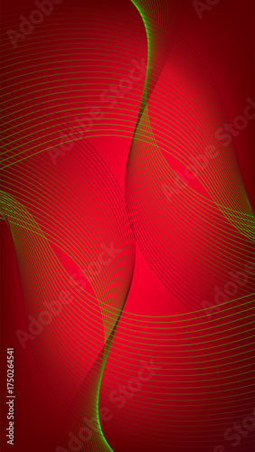 Green wavy blended lines with red maroon gradient mesh abstract background nice for wallpaper or banner