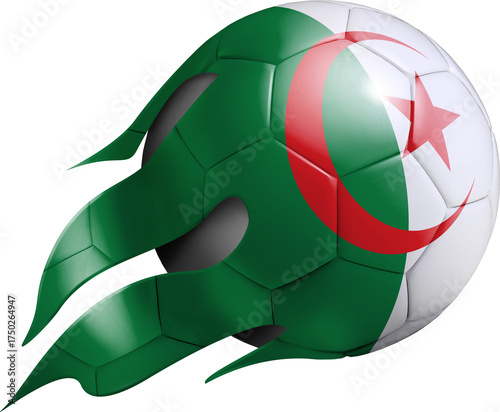 Flying Soccer Ball with Algeria Flag