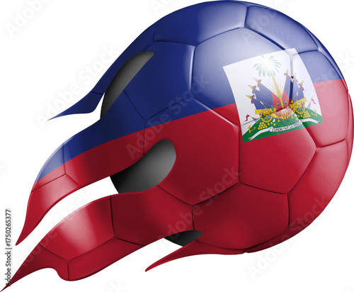 Flying Soccer Ball with Haiti Flag