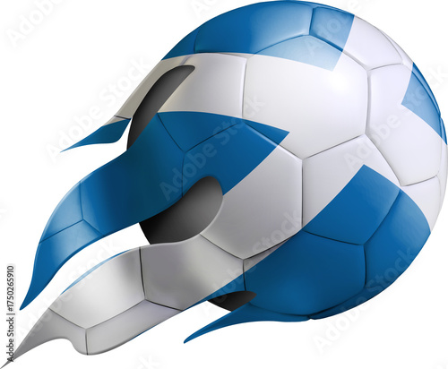 Flying Soccer Ball with Scotland Flag