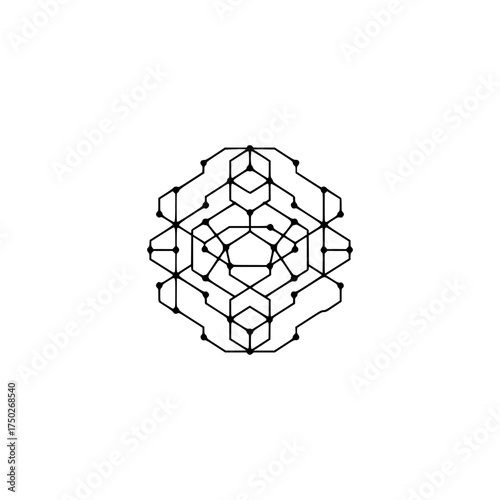 Creative Logo Icon Design Concept, Geometric Shape, Minimalist Style, Digital Graphics, Abstract Art, Black and White