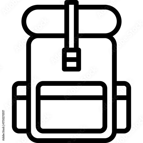 Outline Icon Of A Backpack With Buckles And Pockets On A Transparent Background Representing Travel And Adventure