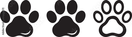 Paw Prints: A set of three paw prints, each uniquely designed, elegantly displayed against an unseen backdrop, showcasing a simple yet charming representation of animal footprints.