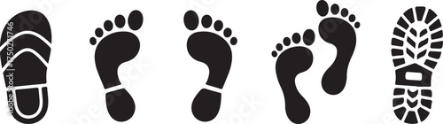Footprints: A minimalist collection showcasing footprints of a shoe and bare feet. A simple yet evocative composition capturing the essence of human movement, direction, and presence.