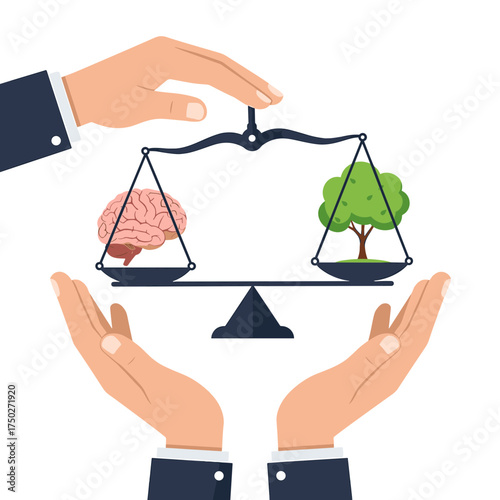 Balance between human intellect and the natural environment.