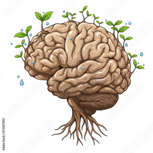Brain Tree Growth Concept Symbolizing Knowledge and Mental Development.