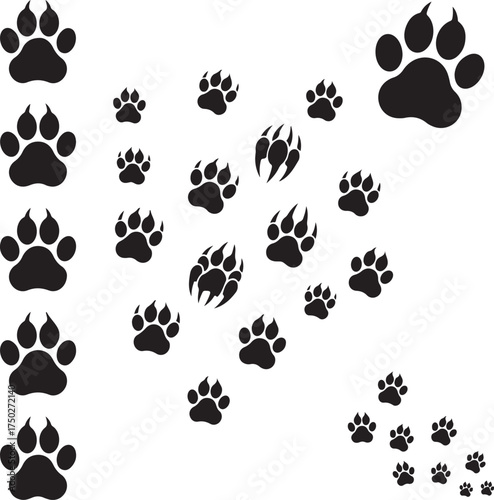 Paw Prints:  A variety of stylized paw prints arranged to symbolize the passage of an animal, leaving a trace. 