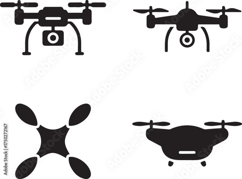 Aerial Innovations: A striking composition of sleek drone silhouettes. Emphasizing their advanced design and highlighting their function.