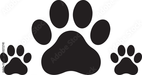 Paw Prints: A set of paw prints in bold black, perfectly arranged against a clean background, represent the endearing mark of animal's presence.