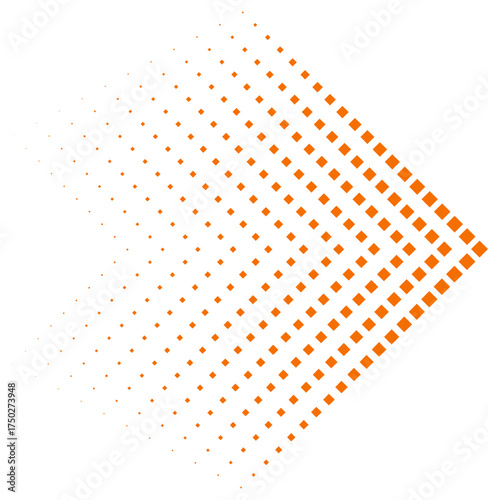 Orange Square Halftone Patterned Forward Arrow