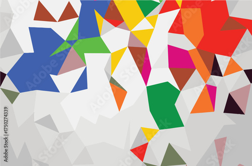 Abstract Geometric Collage Colorful Irregular Shapes