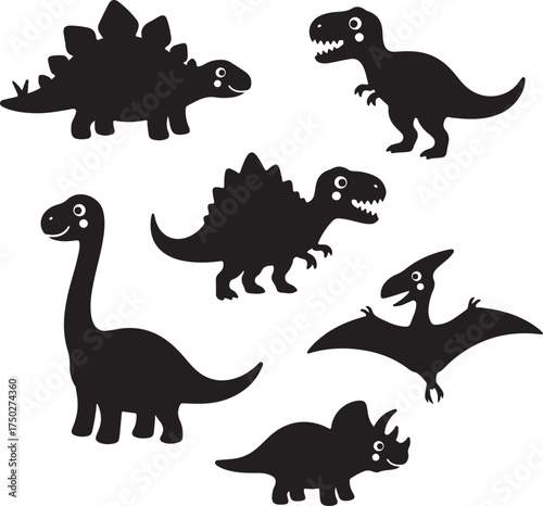 Dinosaur Silhouettes: A collection of adorable, prehistoric creatures silhouetted against a background, perfect for adding a touch of prehistoric wonder to any project. 