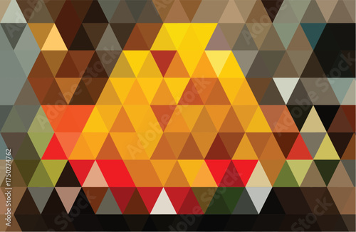 Abstract Geometric Design with Central Yellow and Orange Triangle Cluster