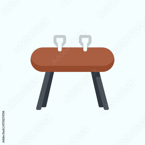 Gymnastics pommel horse with handles on a white background in a flat style.