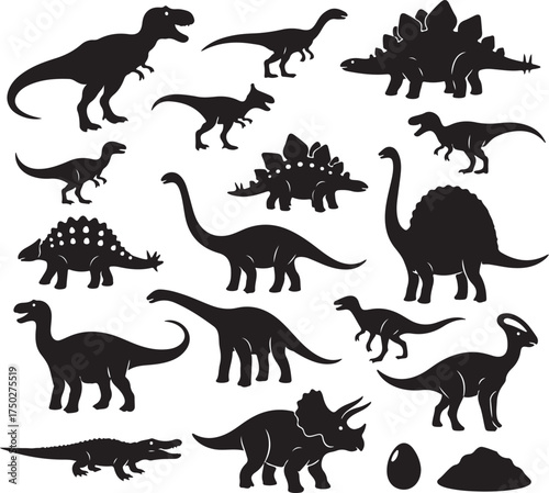 Dinosaur Silhouettes: A collection of diverse dinosaur silhouettes showcasing various species, providing a glimpse into prehistoric life.