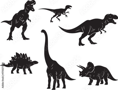 Dinosaur Silhouettes: A collection of striking silhouettes of various dinosaurs, capturing the awe and mystery of the prehistoric world.