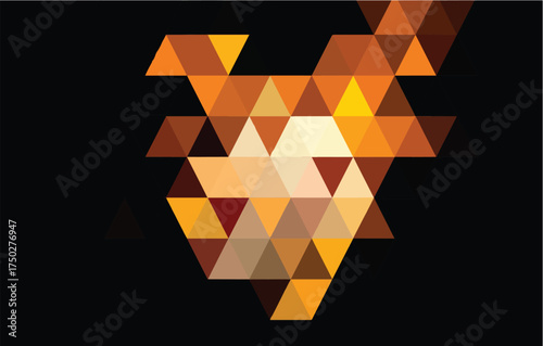 Fiery Geometric Abstract With Orange Yellow And Red Triangles On Black