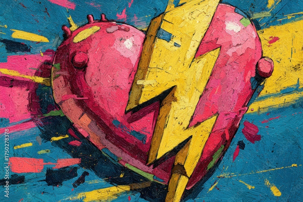 Fototapeta premium Vibrant Heart with Lightning Bolt Graphic DesignCategory Graphic Resources
