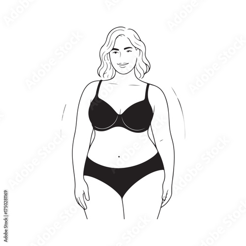 Simple vector illustration of woman in beachwear