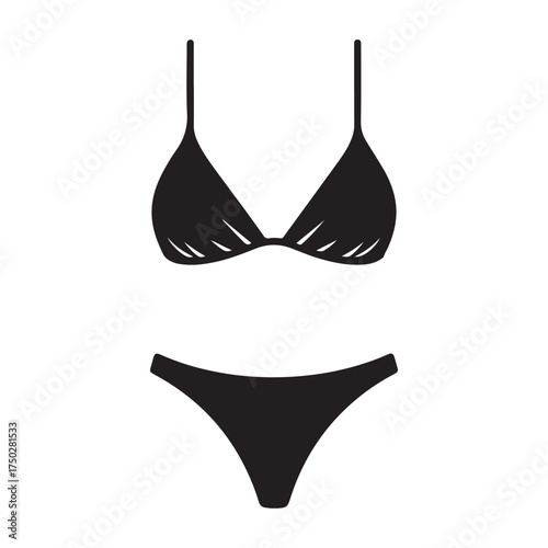 Elegant Black Bikini Fashion Vector