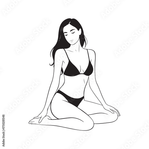 Simple vector illustration of woman in beachwear
