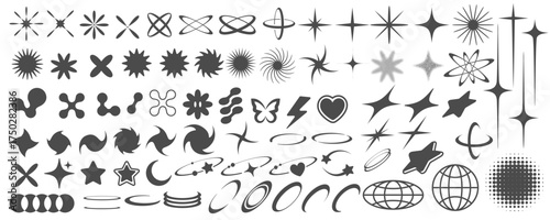 yk retro elements abstract shapes and symbols
