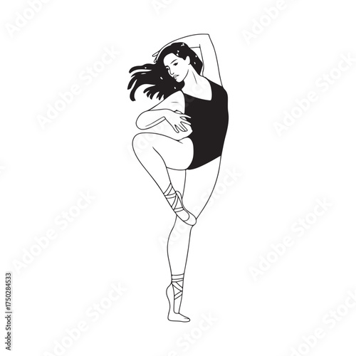 Elegant Ballerina Silhouette Vector Illustration