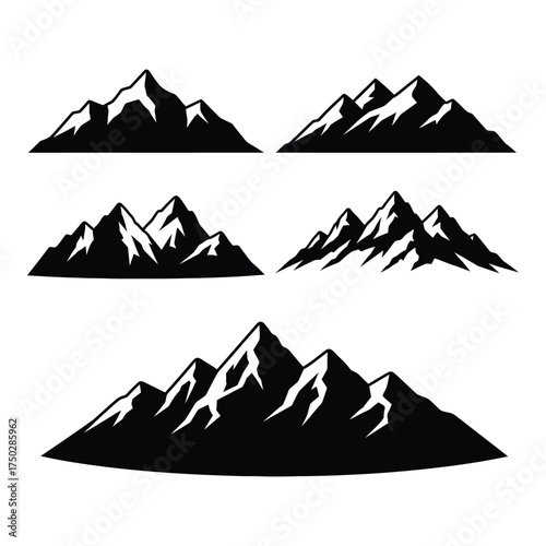 Majestic mountain silhouettes five distinct peak designs for outdoor adventure and nature themed projects silhouette