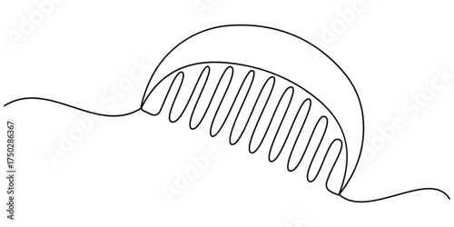 Hair comb one continuous line art drawing. Vector illustration
