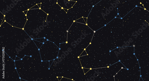 A celestial map of constellations representing a cosmic tapestry against the vastness of space.