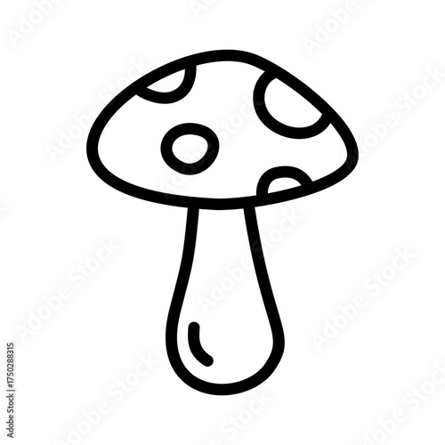 Mushroom line icon with hand drawn doodle design style