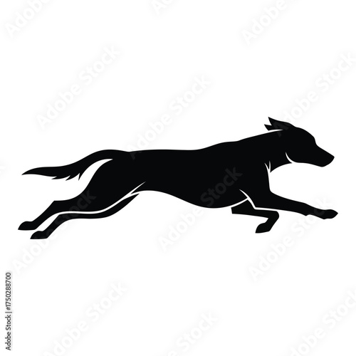 Dynamic silhouette of a dog running captured in motion for versatile design applications and projects silhouette