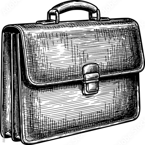 vintage black leather suitcase isolated on white background
