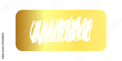 Golden scratch card surface with scraped texture. Shiny metallic scratchcard, lotto winner, money prize or sale coupon template isolated on white background. Vector Modern