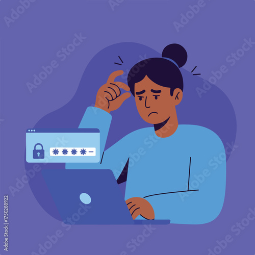 Frustrated individual struggling with password entry on laptop