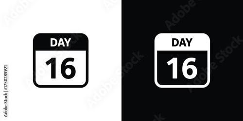 Calendar Icon Showing Day 16 in Black and White, Representing Date or Schedule