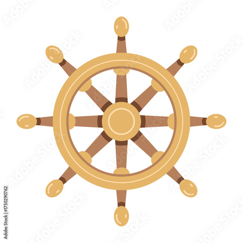 Wooden Ship Wheel Isolated on Transparent Background with Pixelated Artistic Rendering
