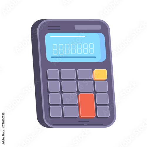 Isometric Pixel Art Calculator with Display and Number Keys Transparent Background