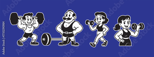 vector illustration of a set of fitness character training
