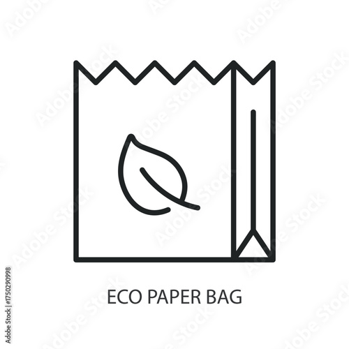 Eco paper bag thin line vector icons.