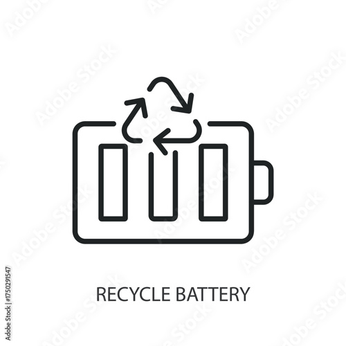 Recycle battery thin line vector icons.